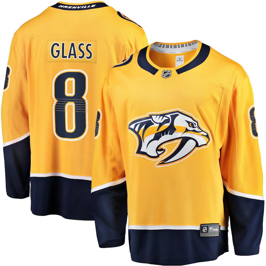Men Nashville Predators 8 Cody Glass Fanatics Branded Gold Home Breakaway Player NHL Jersey